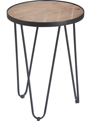 Farmhouse Side Table Metal Brown/black- Clickdecor