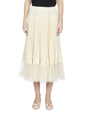 Redvalentino Tulle Hem Pleated Midi Skirt