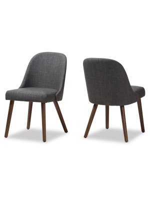 Set Of 2 Cody Mid Century Modern Walnut Finished Wood Fabric Upholstered Dining Chair - Baxton Studio