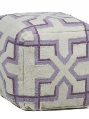 Hand-knitted Contemporary Wool Pouf, Purple