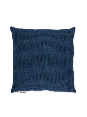 Linen Waffle Knit Pillow In Indigo