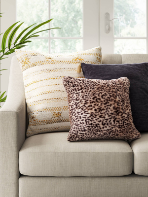 Leopard Faux Fur Throw Pillow Neutral - Threshold™