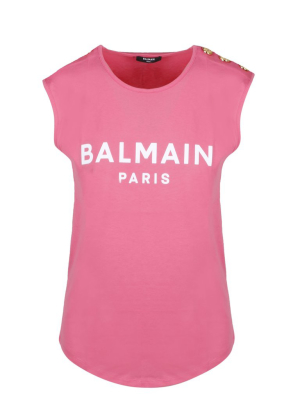 Balmain Logo Print Tank Top