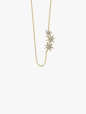 Pave Tri Shooting Star Necklace