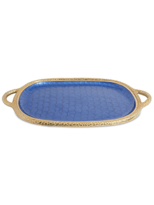 Julia Knight Florentine 22.5" Handled Tray In Gold Sapphire