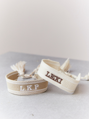 Santorini Pack Of Two Personalised Ivory And Mocha Bracelets