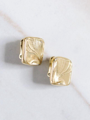 Vintage Crown Trifari Gold Square Earrings