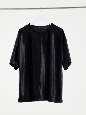 Asos Design Set Oversized Velvet T-shirt In Black