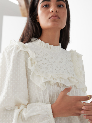 Embroidered Ruffle Blouse