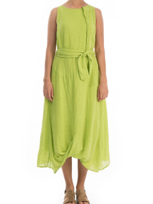 Flowy Lime Linen Dress