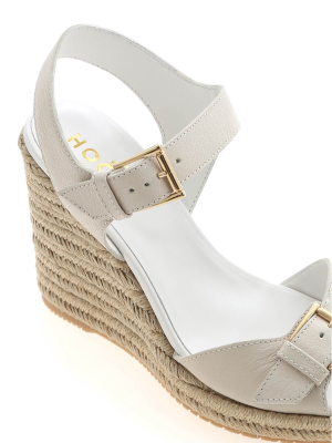 Hogan Buckle Wedge Sandals