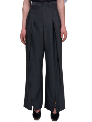 Wool Wide Leg Trousers (ta01-ff019-e-gray)