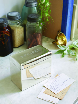 Beveled Recipe Box In Solid Brass