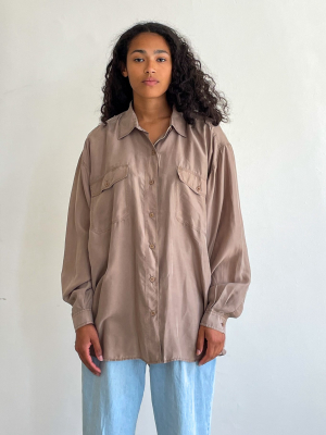 Driftwood Silk Button Up