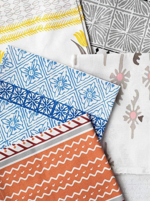 Vietri Viva Bohemian Linens Reversible Placemats - Blue - Set Of 4