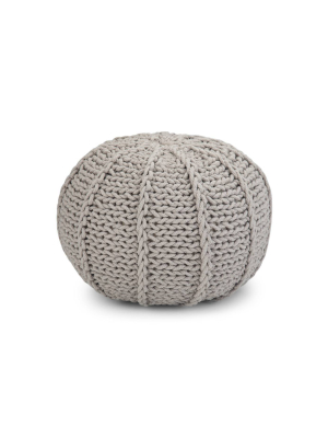 Fabian Transitional Round Hand Knit Pouf Gray - Wyndenhall