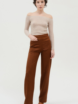 Ribbed-knit Cashmere Off-the-shoulder Top