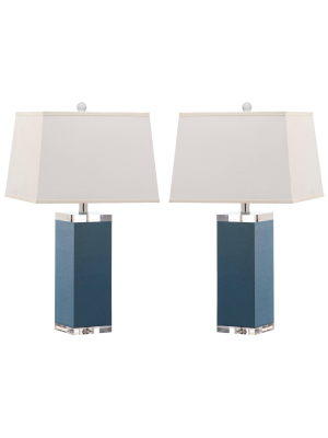 Set Of 2 Deco Table Lamp (includes Led Light Bulb) Light Blue - Safavieh