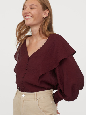 Flounce-trimmed Blouse