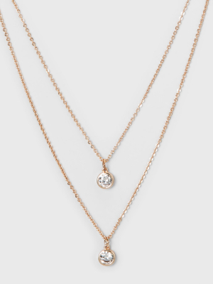 Round Stone Short Necklace - A New Day™ Rose Gold