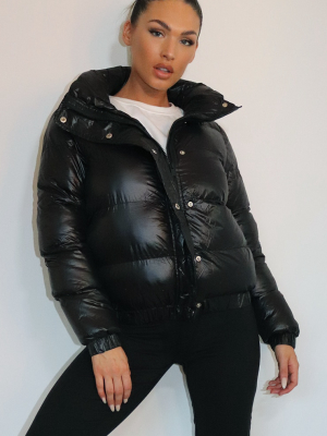 Black High Shine Puffer