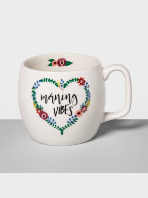 17oz Stoneware Morning Vibes Mug Cream - Opalhouse™