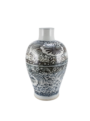 Baluster Vase Sea Flower Motif In Two Colors