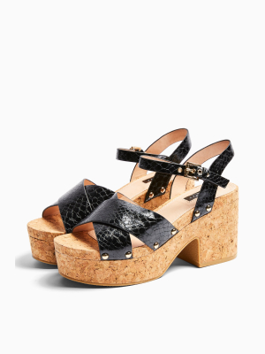 Dancer Black Cork Platform Heels