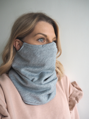 Reversible Grey & Black Snood - Adjustable Double Layer With Filter Pocket