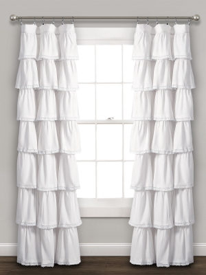 52"x84" Ruffle Window Curtain Panel White - Lush Décor