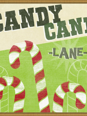 16" X 16" Lets Get Jolly V Candy Cane By June Erica Vess Framed Canvas Wall Art - Amanti Art