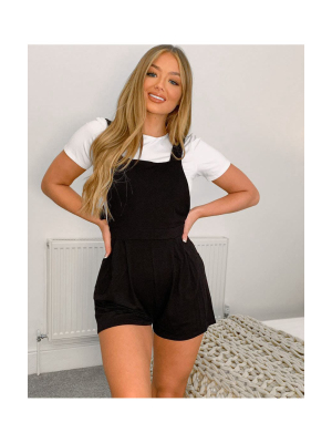 Asos Design Lounge T-shirt And Overall Romper In Black