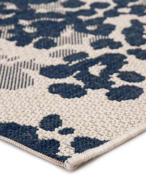 Mariner Indoor/ Outdoor Floral Blue & Gray Area Rug