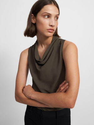 Cowl Neck Top In Silk Georgette