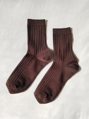 Ribbed Socks In Coffee Brown