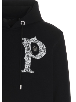 Philipp Plein Money Print Drawstring Hoodie