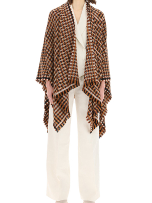 Fendi Houndstooth Logo Knitted Poncho