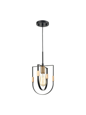 Heathrow 1-light Mini Pendant In Matte Black And Satin Brass