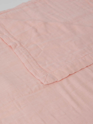 Deluxe Muslin Quilted Throw - Blush