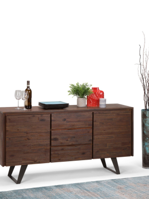 60" Mitchell Solid Acacia Wood Sideboard Buffet Distressed Charcoal Brown - Wyndenhall