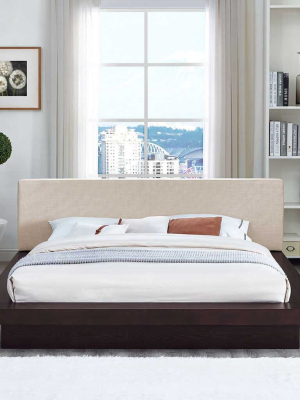 Freyja Fabric Platform Bed Cappuccino/beige