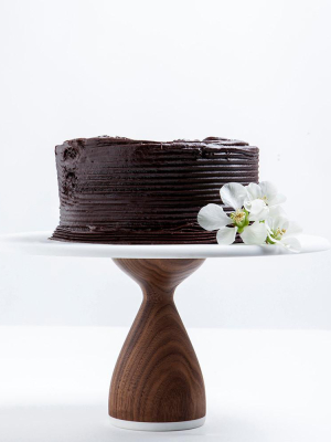 Hardwood Walnut Cake Stand: Thick Base