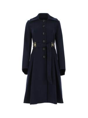 Lanvin Logo Plaque Belted Coat