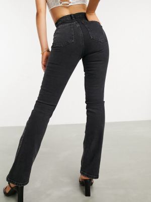 Asos Design High Rise '70's' Kick Flare In Washed Black