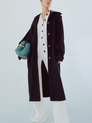 Nylon Gabardine Belted Trench Coat