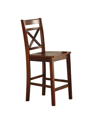 Set Of 2 Tartys Counter Height Dining Chair Cherry - Acme Furniture