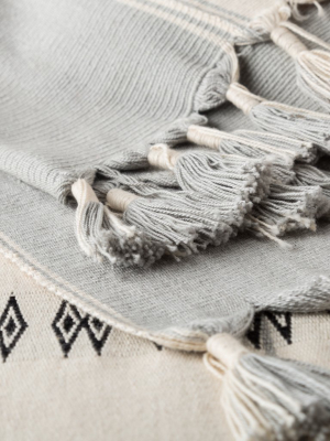 Sekrenyi Hand-loomed Tribal Throw In Cream & Gray