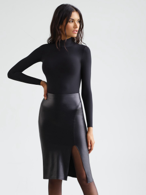 Sale: Faux Leather Side Slit Midi Skirt