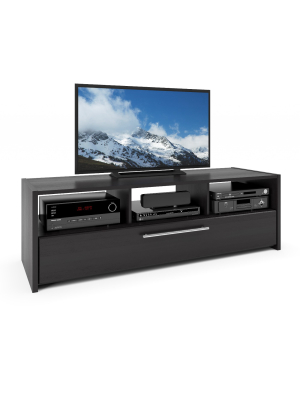 Naples Tv Stand Bench With Pull Down Storage Black 65" - Corliving