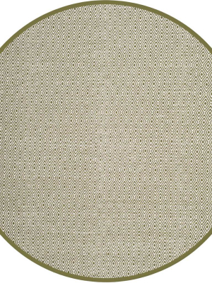 Montauk Geometry Ivory/green Round Rug